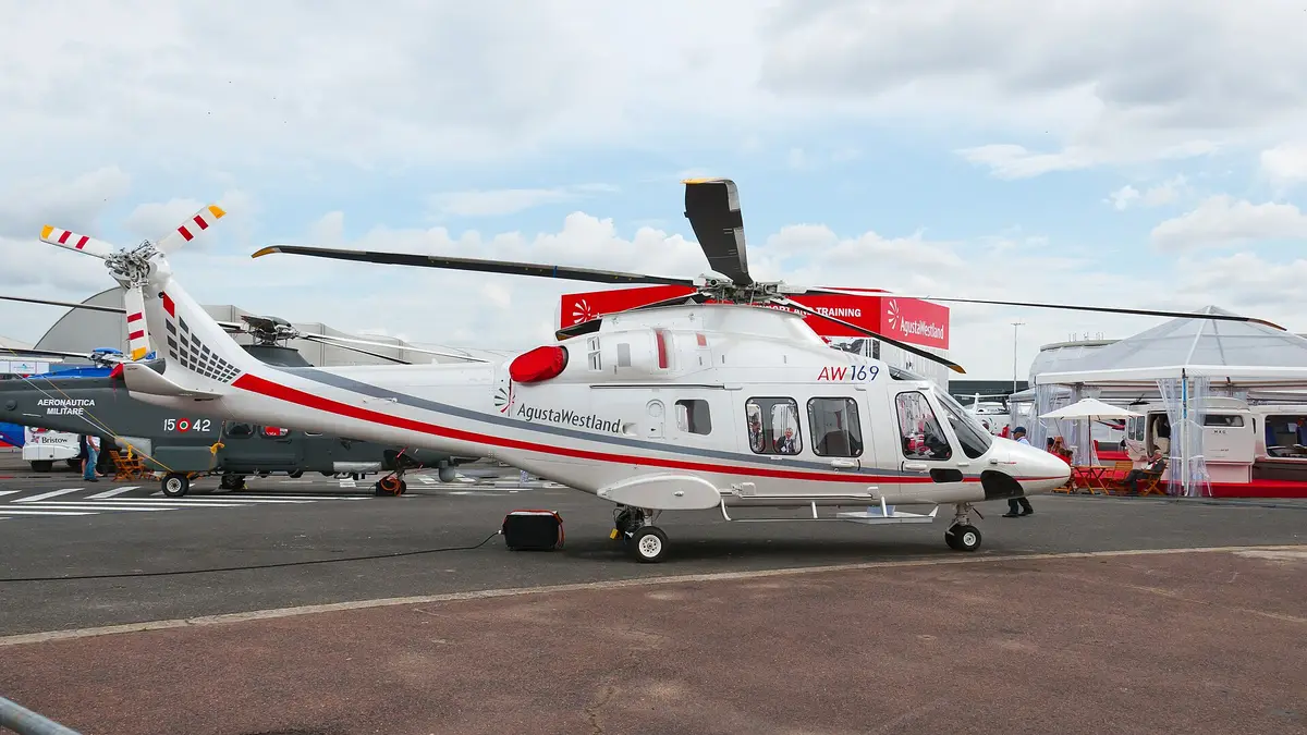 Leonardo AW169 helicopter photographed in flight or on the ground
