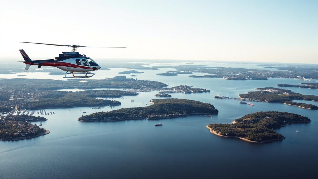 Helikopter över Stockholms skärgård