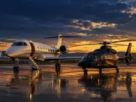 Helicopter vs private jet — illustration